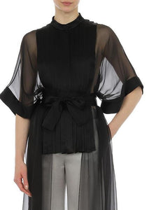 ALBERTA FERRETTI-A02166 BLACK CHIFFON BLOUSE