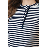 NUE-NUS4509 NAVY STRIPED FRINGE T-SHIRT