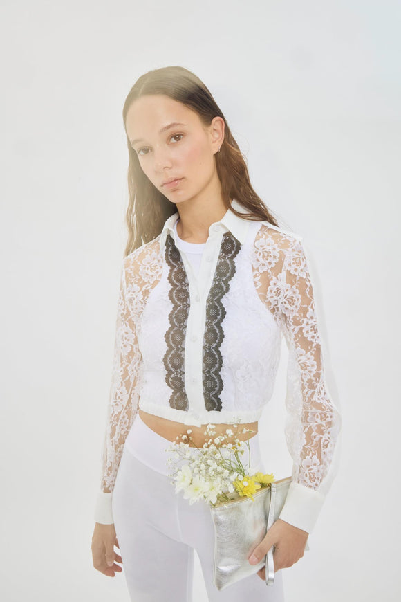 CTE-ST1596689 CARLY WHT&BLK LACE TOP