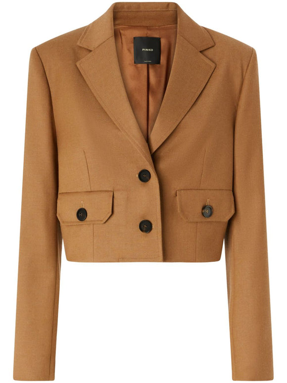 PINKO-104337 VIVONA CAMEL CROP BLAZER