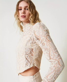 TWS-242TP2464 LACE IVORY BLOUSE