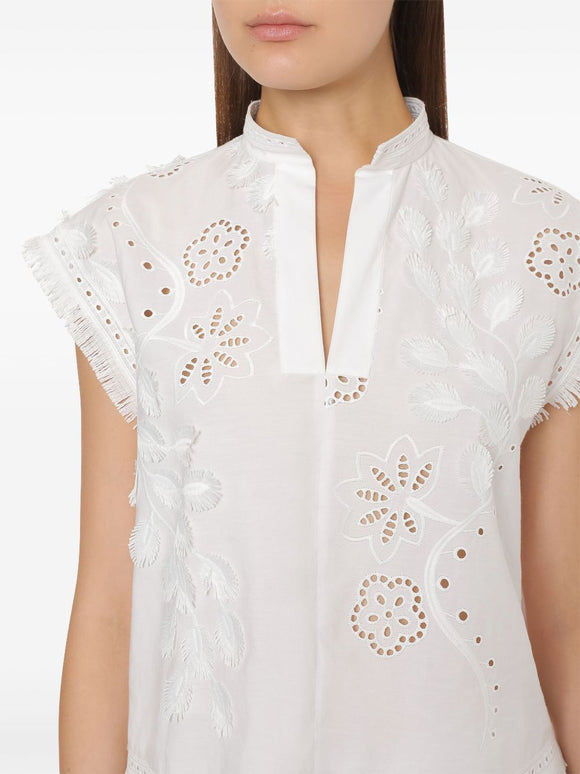 ABF-A0225 WHITE BRODERIE FRINGE BLOUSE