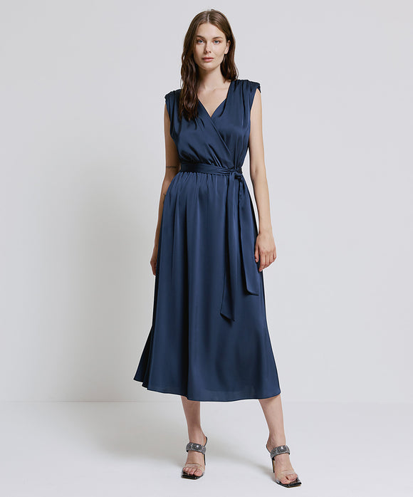 ACCESS-44-3363-508 NAVY SATIN DRESS