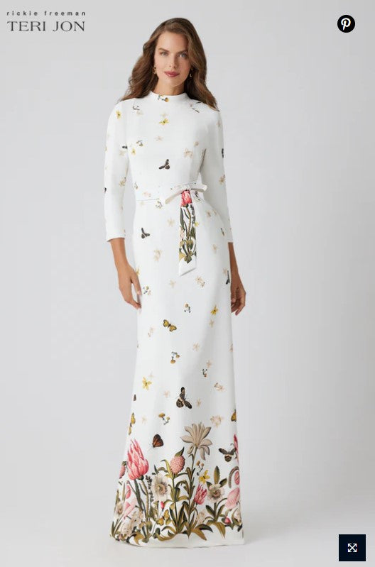 TRJ-256001 WHITE FLORAL MAXI DRESS