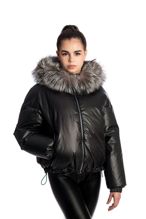 IDD-A1338-01-DF BLACK PLAIN DOWN JACKET