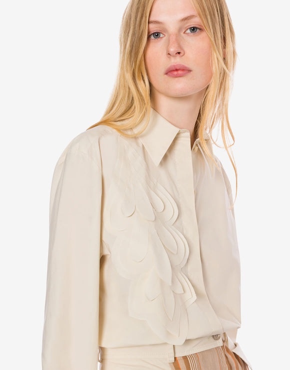 ABF-A0210 BEIGE LEAVES BLOUSE