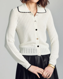 ALZ-J207 IVORY&BLACK TRIM CARDIGAN