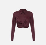 ELS-CAT7246 BURGUNDY CROP BLOUSE