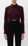 ELS-CAT7246 BURGUNDY CROP BLOUSE