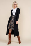 APP-F24-689 BLACK RIBBED CARDIGAN DRESS