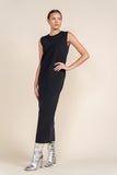 APP-F24-701 BLACK KNIT MAXI DRESS