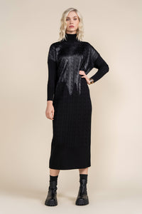 APPARALEL-F24-731 BLACK CABLE KNIT MAXI DRESS