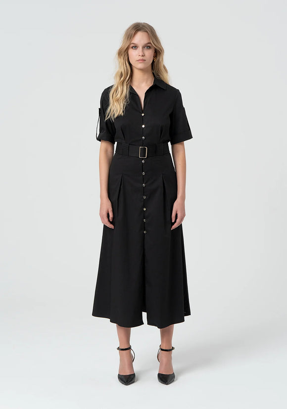 FCM-FR25SD3006W5 BLACK BUTTON DOWN DRESS