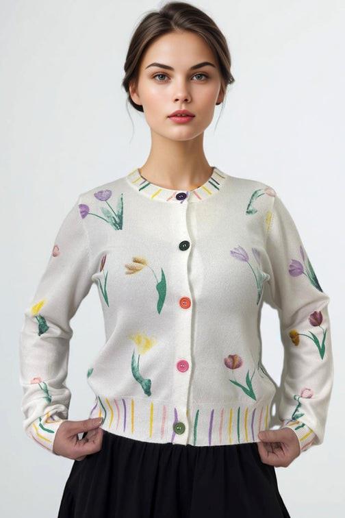 NCY-J0001 IVORY TULIP CARDIGAN