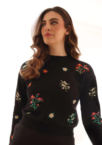 KTL-KNW25,316 BLACK&RED FLORAL TOP