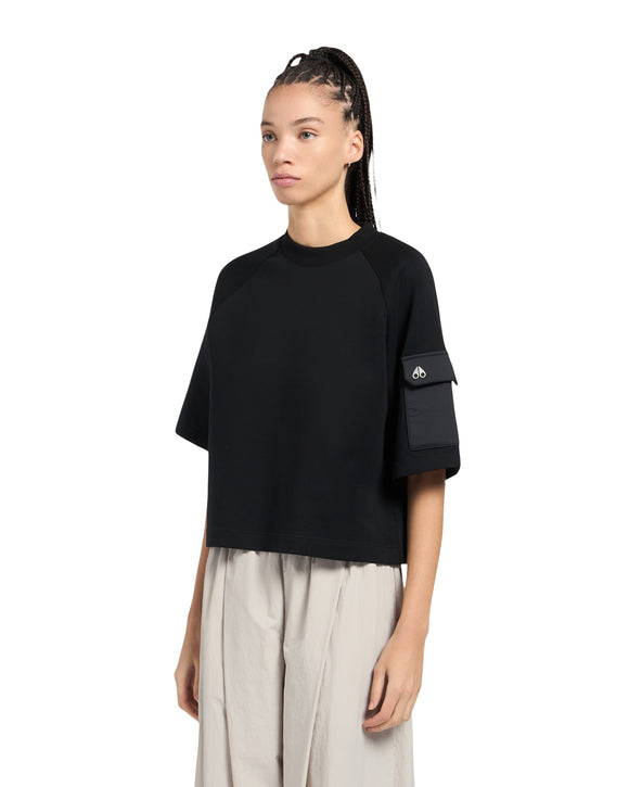 MKN-M14LT741 BLACK MIXMEDIA TEE TOP