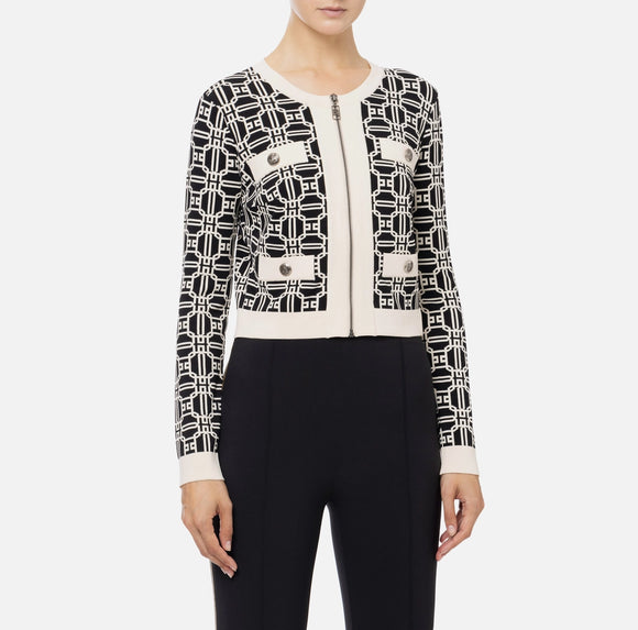 ELS-MK32B47 BLACK&BEIGE PRINT TOP