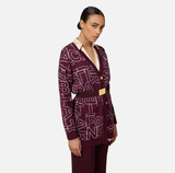 ELISABETTA FRANCHI -BURGUNDY WORD CARDIGAN