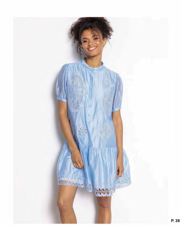 DRC-D230VW72 MONY BLUE COTTON&LACE DRESS