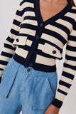 DRY-P445006 BEIGE&NAVY STRIPED CARDIGAN