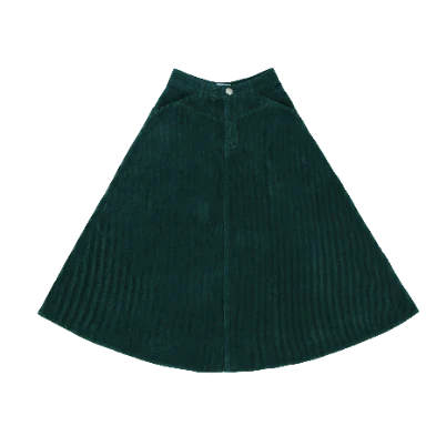 PAR-SK414 GREEN CORDUROY SKIRT