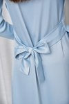 ROP-RPS2418 BLUE SATIN TIE DRESS SET