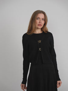 DEJ-WB4CM1060TE BLACK CHAIN CARDIGAN