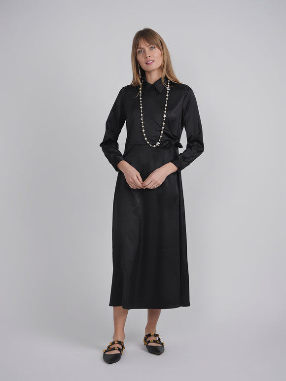 DEJ-WB4CM1194DM BLACK WRAP DRESS