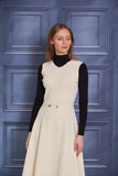 ROP-RPW2512 BEIGE&BLACK CONTRAST DRESS