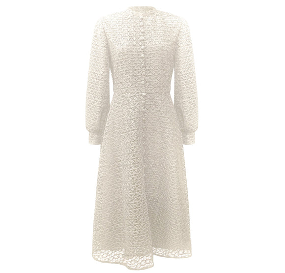 ROP-RPS2533 IVORY CIRCLE LACE DRESS