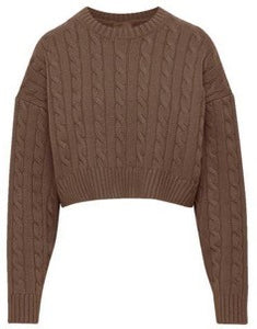 INO-M2-1201 CARAMEL CABLE KNIT TOP