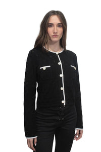 TWS-241LB3FCC BLACK&WHITE CARDIGAN