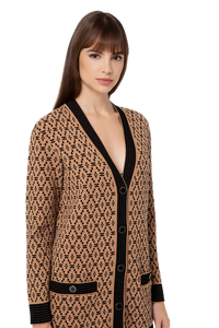 ELS-MK08Q31E2 BROWN&BLACK LONG CARDI